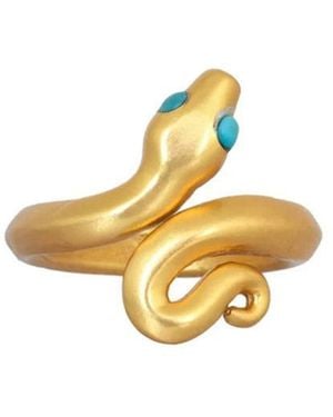 Opium Jewels Snake Ring With Eye Stones - Metallic