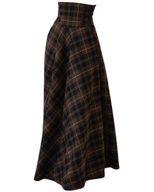 Nikka Place Long Wool Skirt With High Waist And Pockets - Black