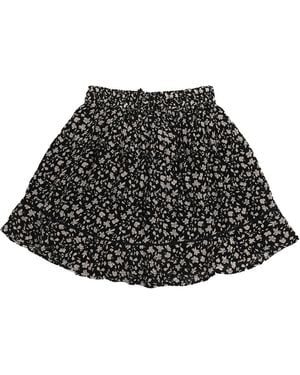 REISTOR Drawstring Short Printed Crepe Skirt - Black