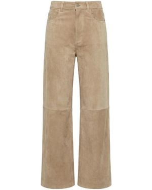 Anna Gatto Neutrals Baggy Leather Pants - Natural