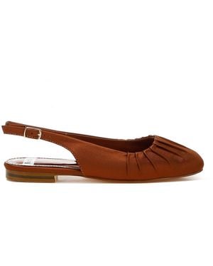 Rag & Co Cheeni Satin Square Toe Flat Slingbacks - Brown
