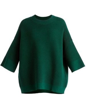 Paisie Mock Neck Cropped Sleeve Ribbed Jumper - Green