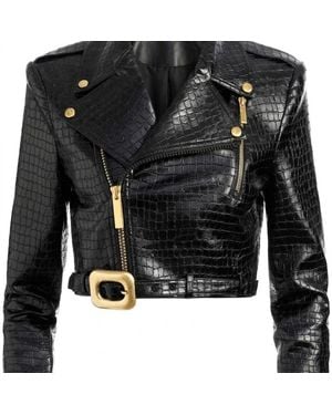 Harmain Leathers Ltd The Imperial Croc Biker Jacket - Black