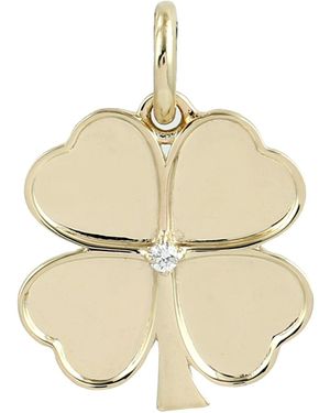 Artisan 14K Diamond Four Leaf Clover Pendant - Natural