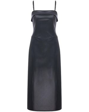 NAZLI CEREN Gaia Vegan Leather Midi Dress - Blue
