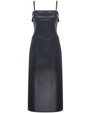 NAZLI CEREN Gaia Vegan Leather Midi Dress - Blue