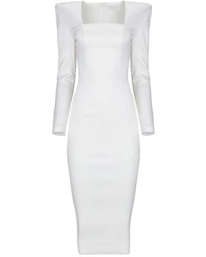 Vestiaire d'un Oiseau Libre Padded Shoulders Midi Dress - White