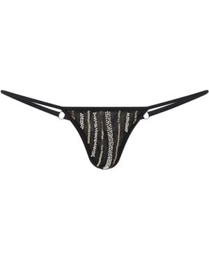 Belle -et-BonBon Edie Beaded Glitter Thong - Black