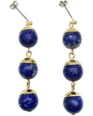 Farra Lapis Lazuli Ball Round Dangle Earrings - Blue