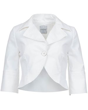 Conquista Cropped Cotton Button-Front Jacket - White