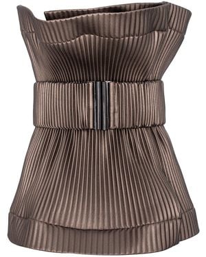 Silvia Serban Antique Pleated Eco-Leather Belt - Brown