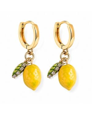 My Little Nature Lemon Charms Hoop Earrings Plated Fruit Earrings - Yellow