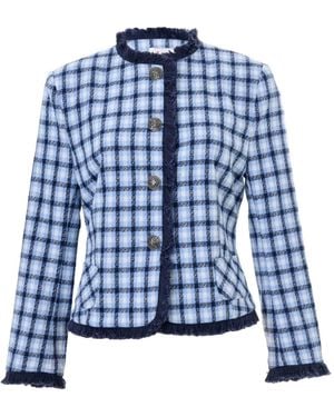Louche Amora Tweed Fringe Trim Jacket - Blue