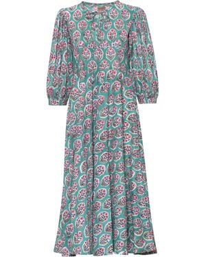 Carolina Benoit Palm Springs Print Kaftan Bouquet - Blue