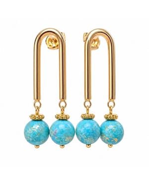 Way to Chic Double Jade Earrings - Blue