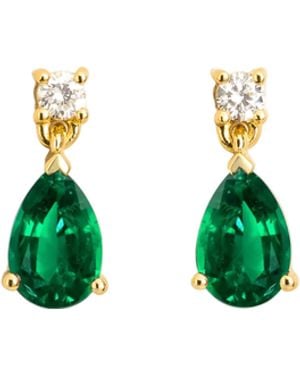 Juvetti Pisa Emerald & Diamond Pear Drop Earrings - Green