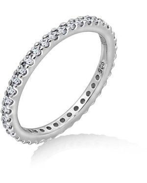 Diamonbliss Round Cut 1.5Mm Prong Set Eternity Thin Band Ring - White