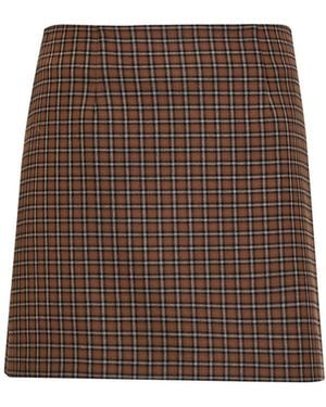 Exquise Regular Check Print Mini Skirt - Brown