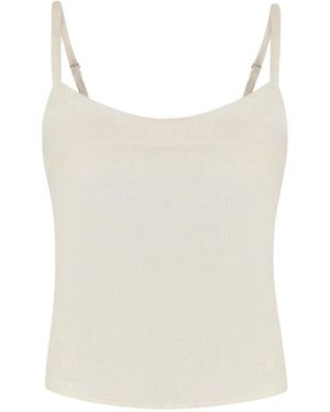 OW Collection Neutrals Luma Linen Tie Top - White