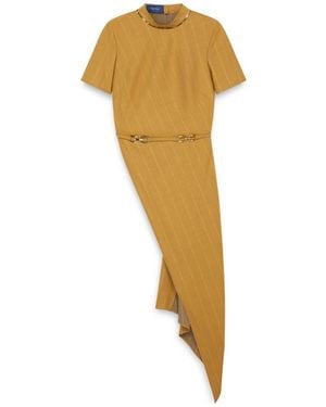 Amanda Thompson Couture Tilda Asymmetric Top/ Mustard Pinstripe - Metallic