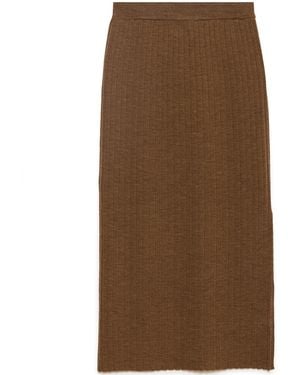 Peraluna Molly Rib-Knit Midi Skirt - Brown