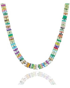 C. Grassi Faceted Mixed Gemstone Necklace - Metallic