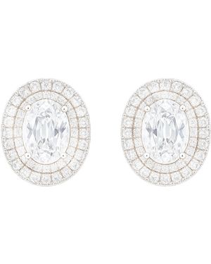 Maison De Gala Oval Triple Halo Stud Earrings - White