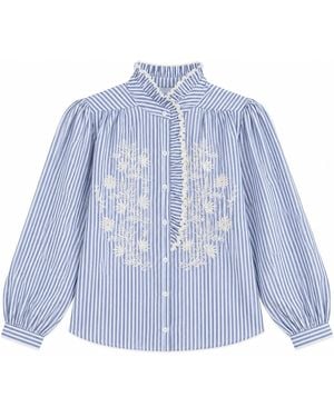 LAtelier London Embroidered Stripe Blouse - Blue