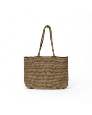 Springmoonatelier Neutrals Handmade Cream Crochet Beach And Shopping Bag - Green