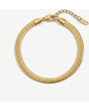 Elk & Bloom Herringbone Flat Chain 14K Link Bracelet - Metallic