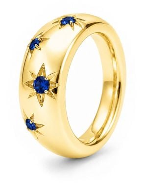 Unaloe Quartz Starburst Wide Band Ring – Plated Sterling - Metallic