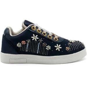 Rettrose Luella Luxury Satin Handmade Embellished Tennis Shoe - Blue