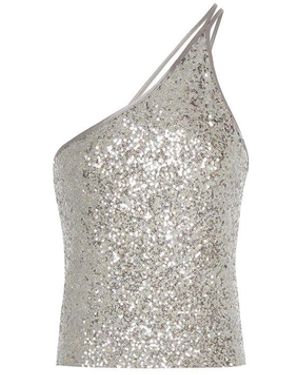 Rue Les Createurs One-Shoulder Sequined Blouse - White