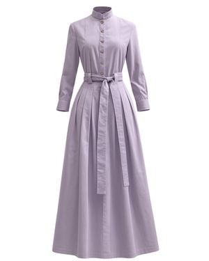 BEIRA Marina Dress Long Pleated Shirt Dress - Purple