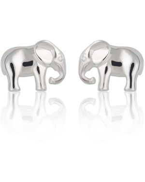 Lily Charmed Sterling Elephant Stud Earrings - White