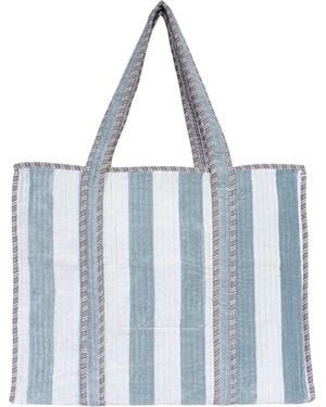 Conscious Yoga Collective The Striped Velvet Tote - Blue