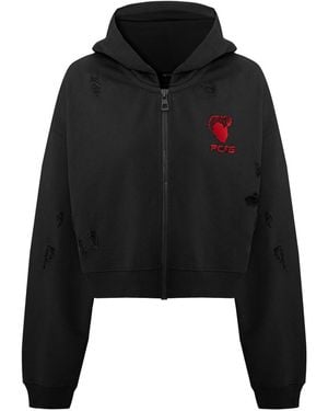 Pcfg Destroyed Zip Up Hoodie - Black