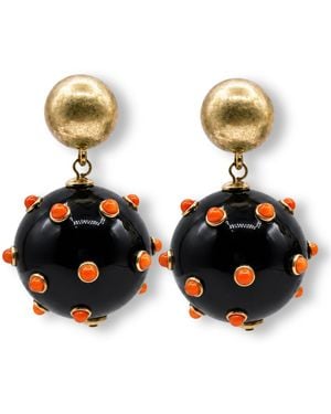 Michael Nash Jewelry Sienna And Carnelian Studded Ball Drop Earrings - Black