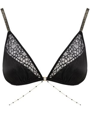 SAETA Paris Silk & Lace Jewel Bra - Black