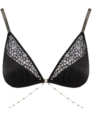 SAETA Paris Silk & Lace Jewel Bra - Black