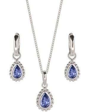 Charlotte's Web Jewellery December Birthstone Sterling Necklace And Earring Set - Blue
