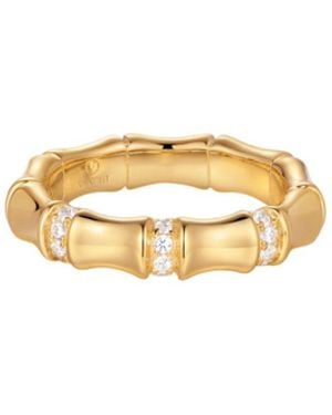 Vanhi Bamboo Chunky Crystal Ring - Metallic