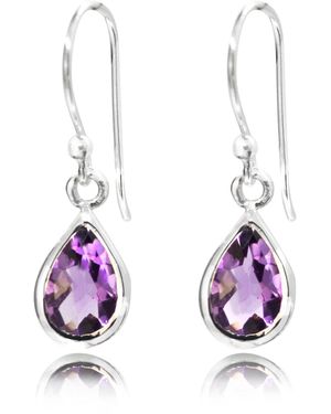 The Jewellery Store London Faceted Amethyst Teardrop Dangle Earrings - Purple