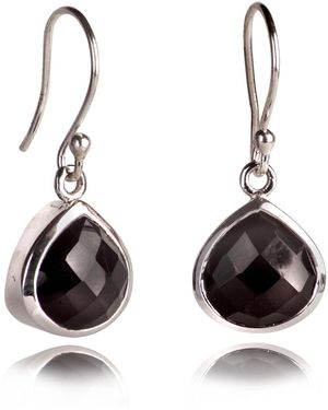 The Jewellery Store London Pear-Shaped Onyx Earrings - Brown