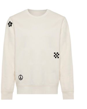INGMARSON Neutrals Symbols Embroidered Sweatshirt Ecru - White