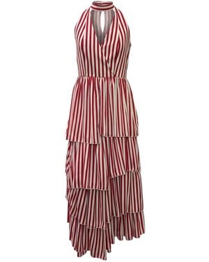 Janara Jones Ivory Striped Tiered Maxi Dress