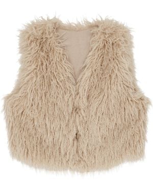 Little Lies Neutrals Penny Lane Faux Mongolian Fur Gilet - Natural