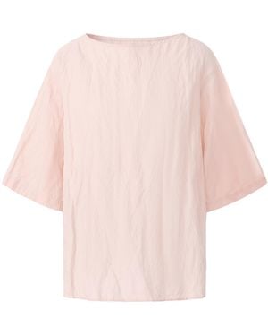 FRONT ROW SHOP Crinkled Gauze Top Peach - Pink