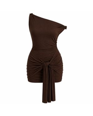 Maison De Gala Aurelia Mocha Mini Dress - Brown