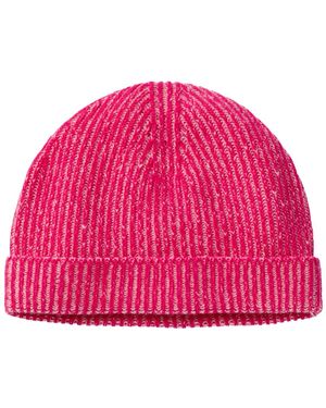 Salts Cashmere Knitted Fishermens Rib Beanie - Pink